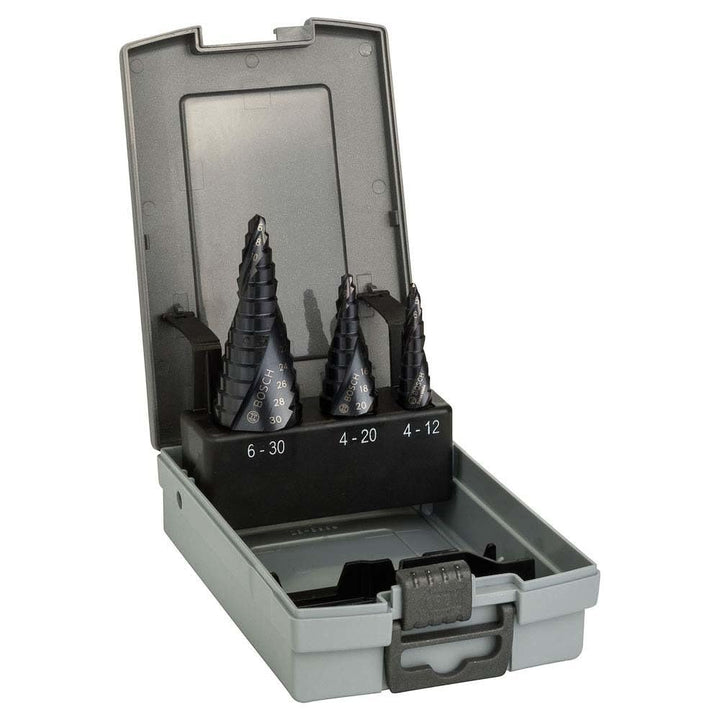 Bosch Professional3tlg. Stufenbohrer-Set HSS-AlTiN mit 3-Flächen-Schaft