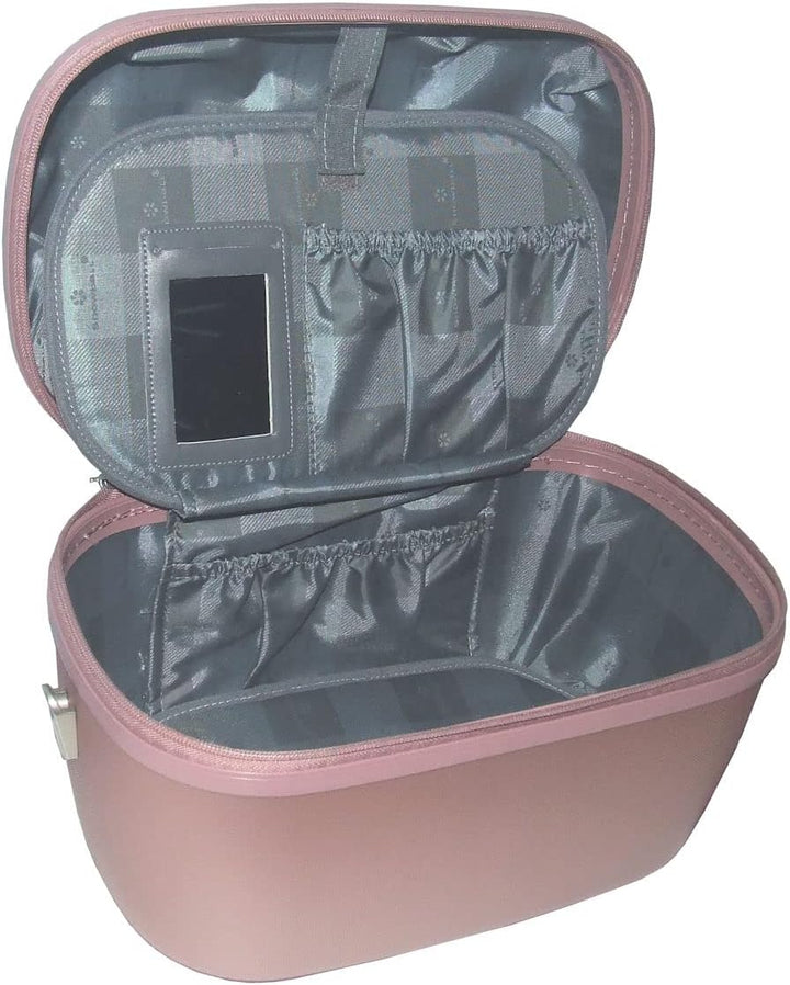 Vanity Case Hartschalenetui mit Griff und Schultergurt, Rosa, Rosa, Kosmetikkoffer und Kulturbeutel,