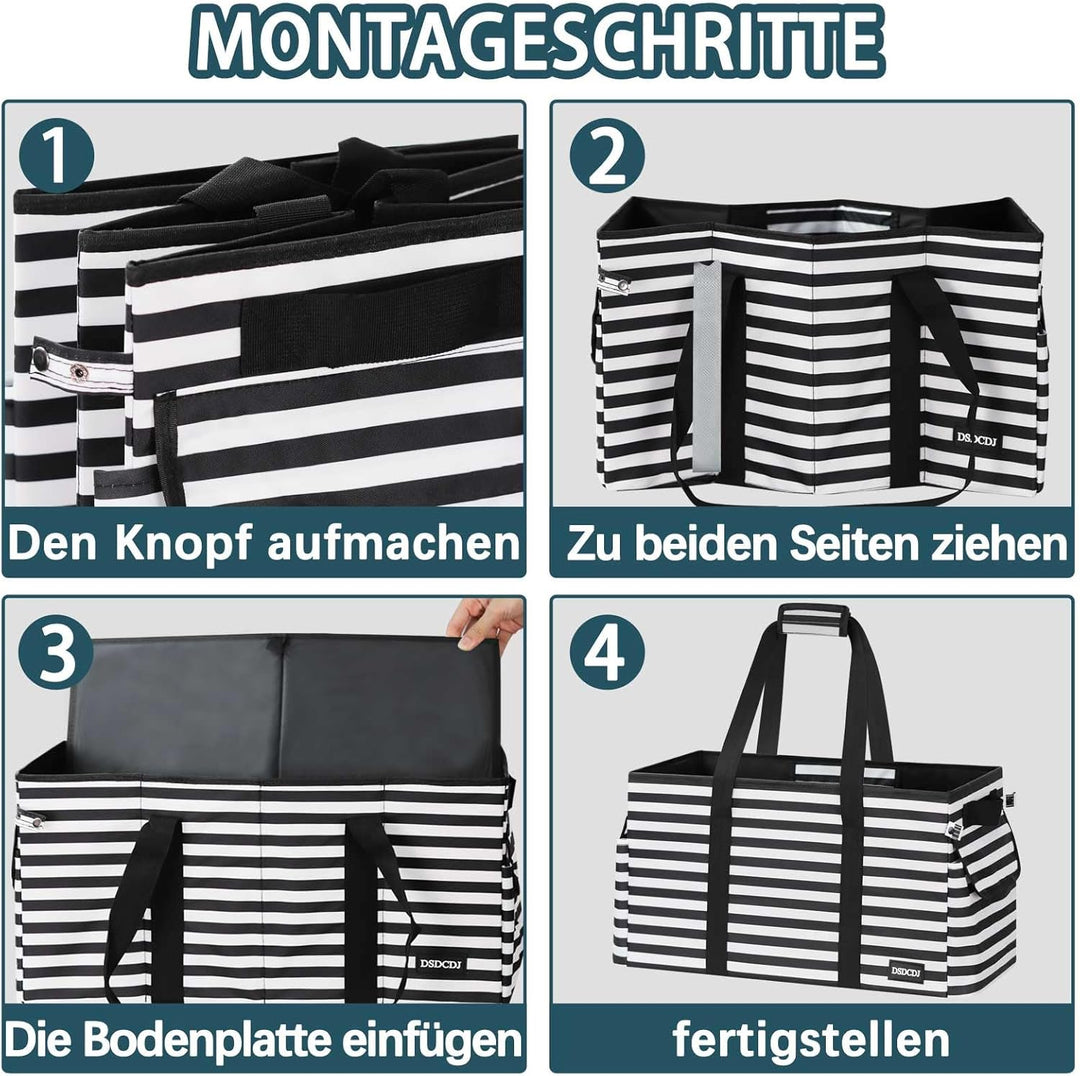 48L Einkaufskorb Faltbar – Stabiler Korb Einkaufen mit Verstärktem Boden – Einkaufstasche Gross Pick