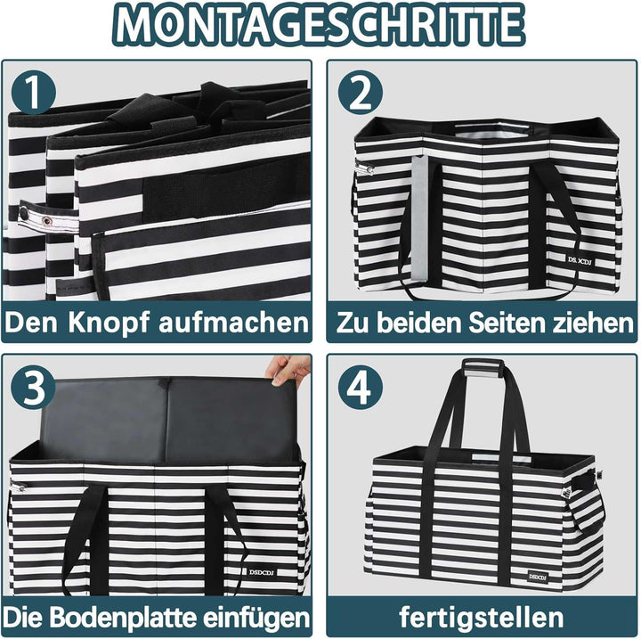 48L Einkaufskorb Faltbar – Stabiler Korb Einkaufen mit Verstärktem Boden – Einkaufstasche Gross Pick