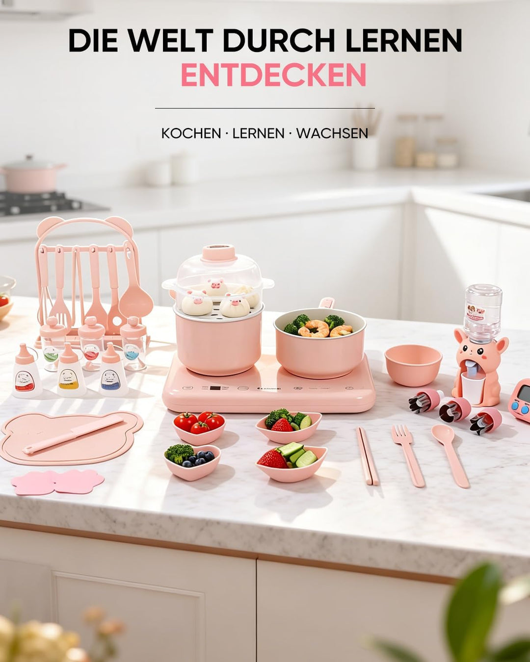 Elektrischer Hot Pot Doppelkochfeld Mini Multicooker – Elektro Kochtopf mit Dampfgarer & Suppentopf,