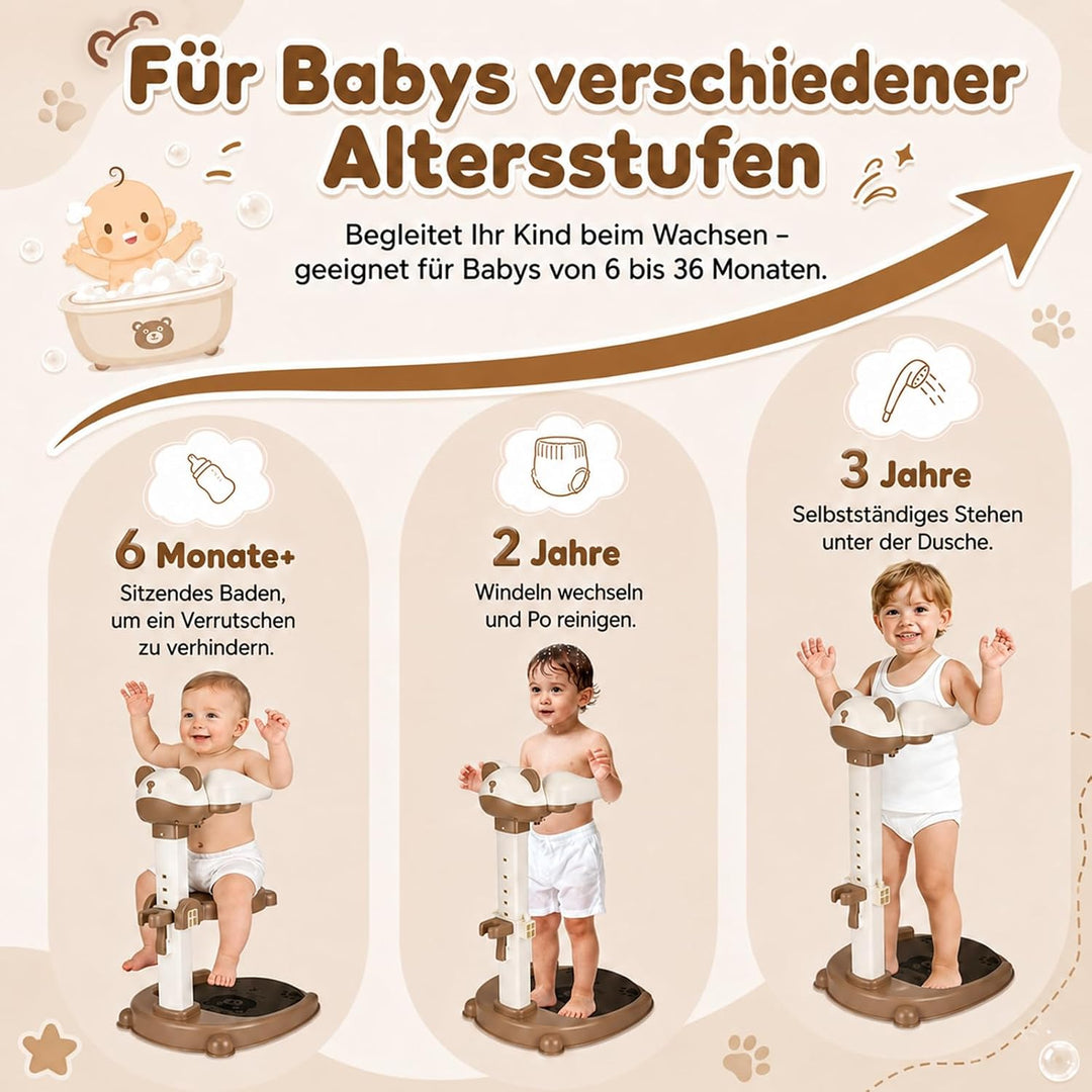 Baby Dusche Ständer Höhenverstellbar, Duschhilfe für Kinder 6-36 Monate | BPA-freier Baby Badestände