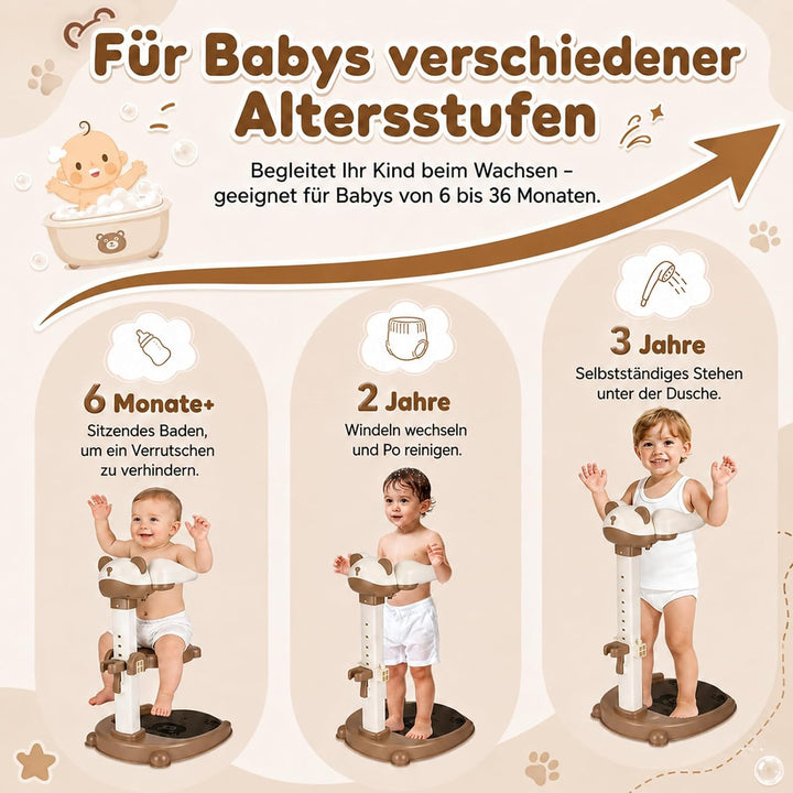 Baby Dusche Ständer Höhenverstellbar, Duschhilfe für Kinder 6-36 Monate | BPA-freier Baby Badestände