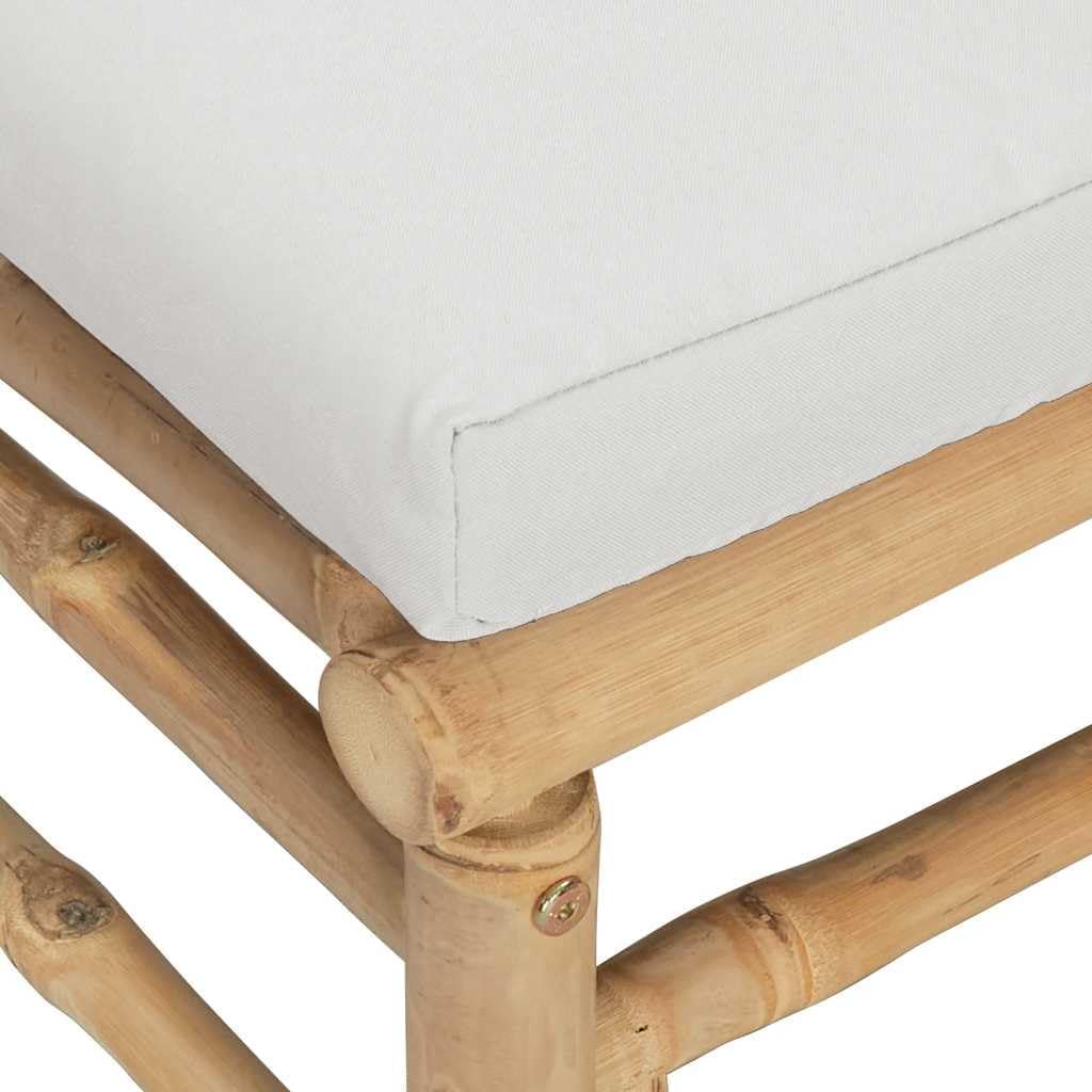 vidaXL Garten-Ecksofa mit Hellgrauen Kissen Bambus Ecksofa Hellgrau, Ecksofa Hellgrau