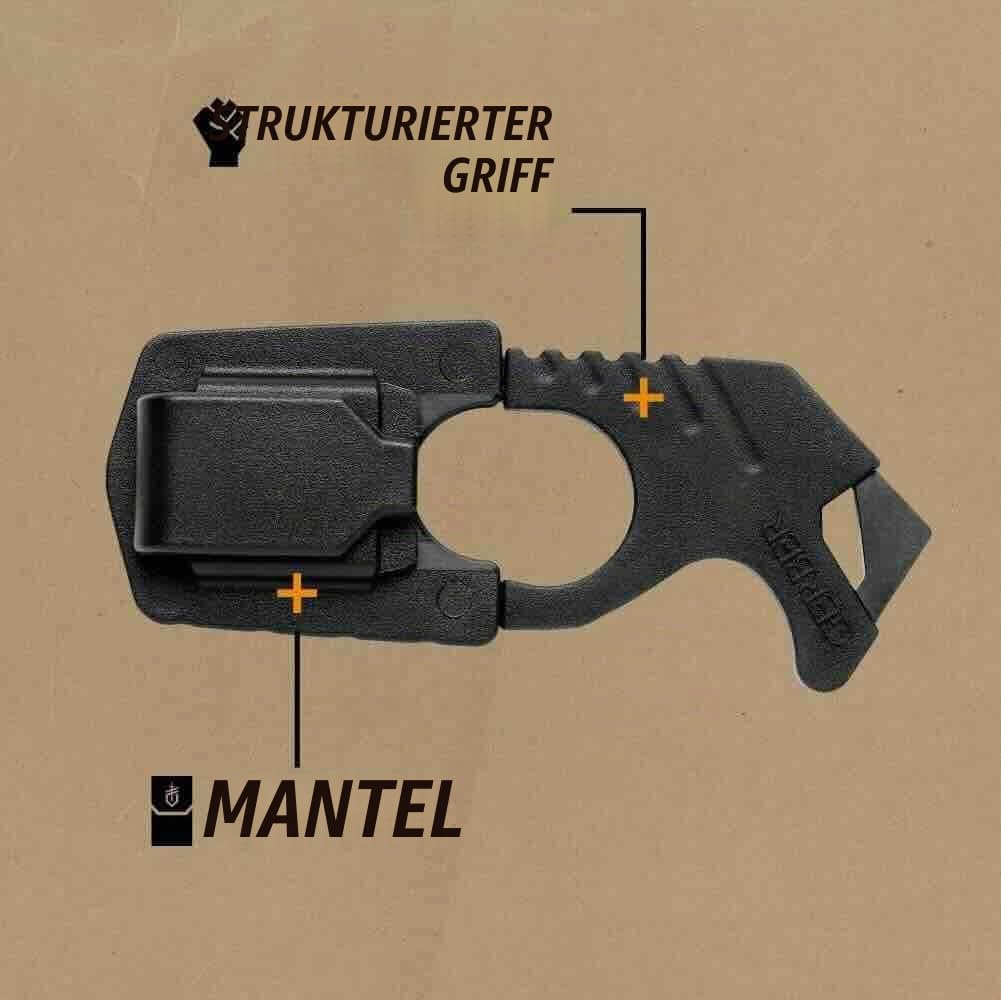 Gerber Gurtschneider, Strap Cutter, Mit integriertem Glasbrecher, Gesamtlänge: 11,1 cm, Schwarz, 22-