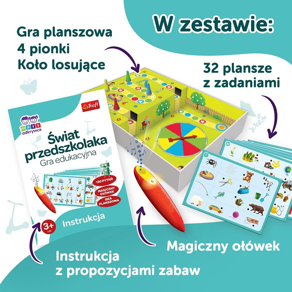 Trefl Schulranzenwelten - Kleiner Entdecker und Magische Bleistift Bildungsspiel für Kinder ab 3 Jah