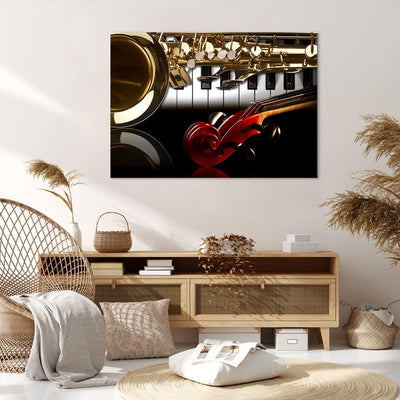 Bilder auf Leinwand 100x70cm Leinwandbild Klaviertasten Musik Instrumente Gross Wanddeko Bild Schlaf