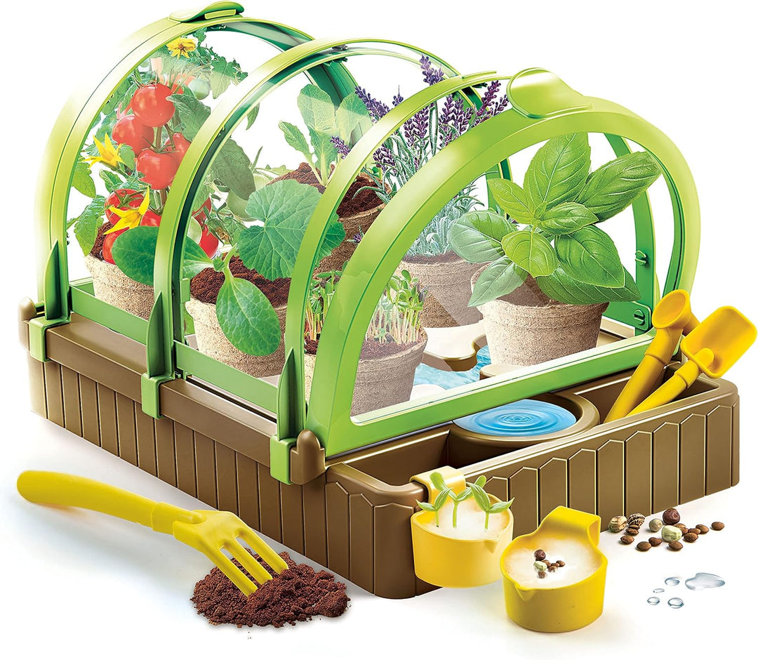 Clementoni Galileo Lab – Bio-Gewächshaus, Garten-Set aus 100% recyceltem Material, Pflanzkasten mit