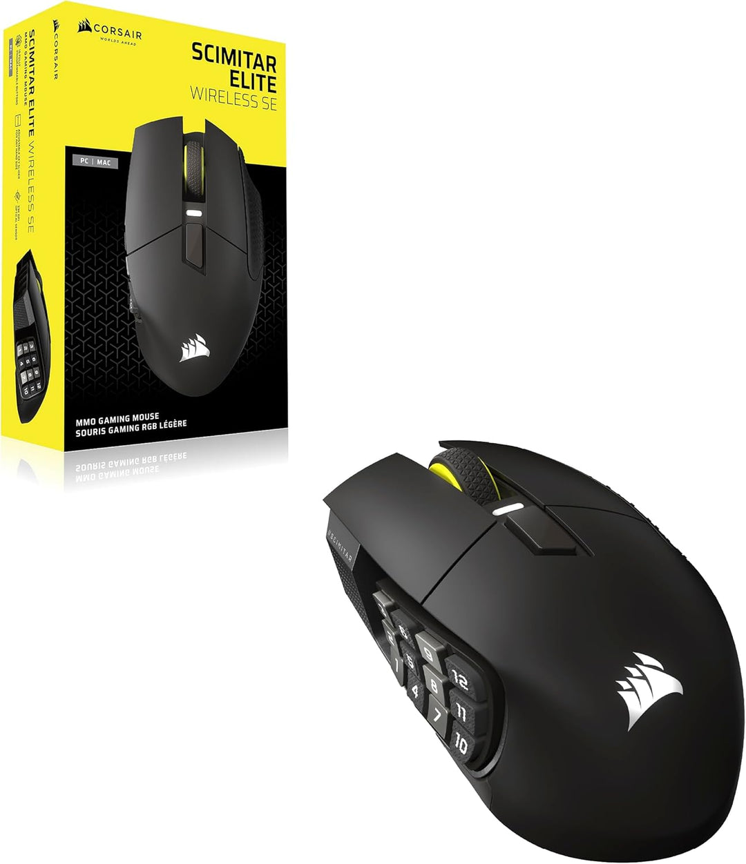 Corsair Scimitar Elite Wireless SE MMO Gaming Maus – 33.000 DPI, 16 Programmierbare Tasten, Einstell
