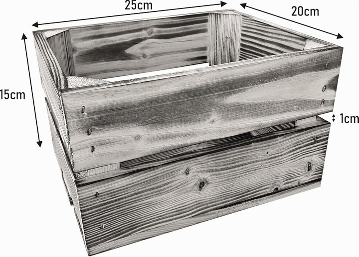 2er Set Holzkiste Klein Aus Holz - massive Weinkisten Vintage 25x20x15cm - Holzbox Für Aufbewahrung,