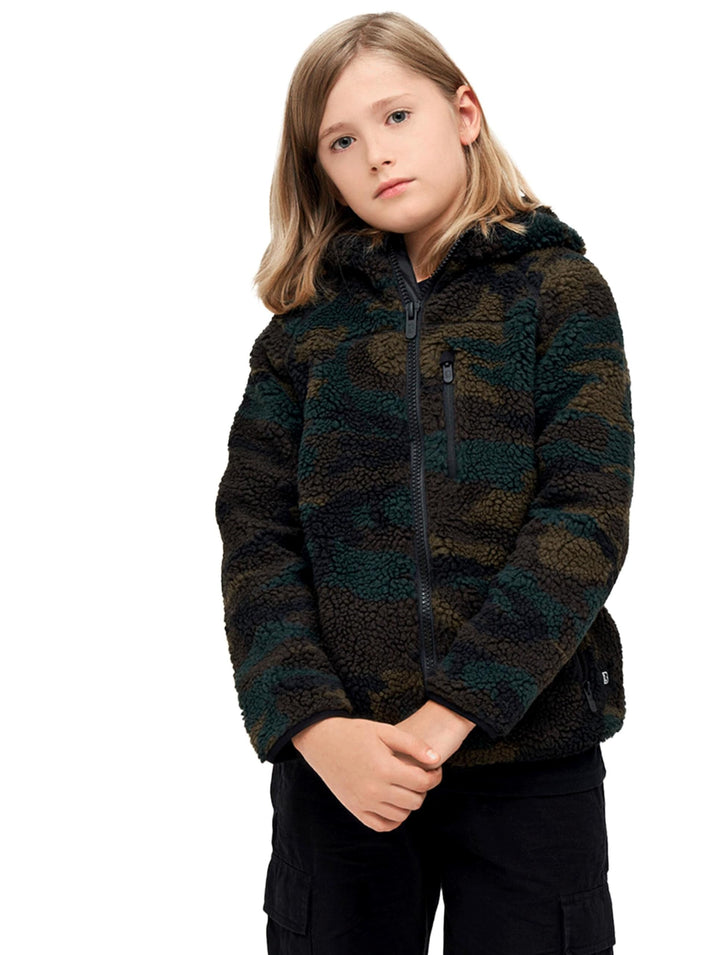 Brandit Kids Teddyfleecejacket Hood, Viele (Tarn-) Farben, Grössen 122 bis 176 134-140 Woodland, 134