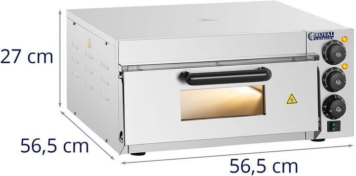 Royal Catering RCPO-2000-1PE Pizzaofen elektrisch 2000W 1 Kammer Pizzabackofen Pizza Ofen Schamotte