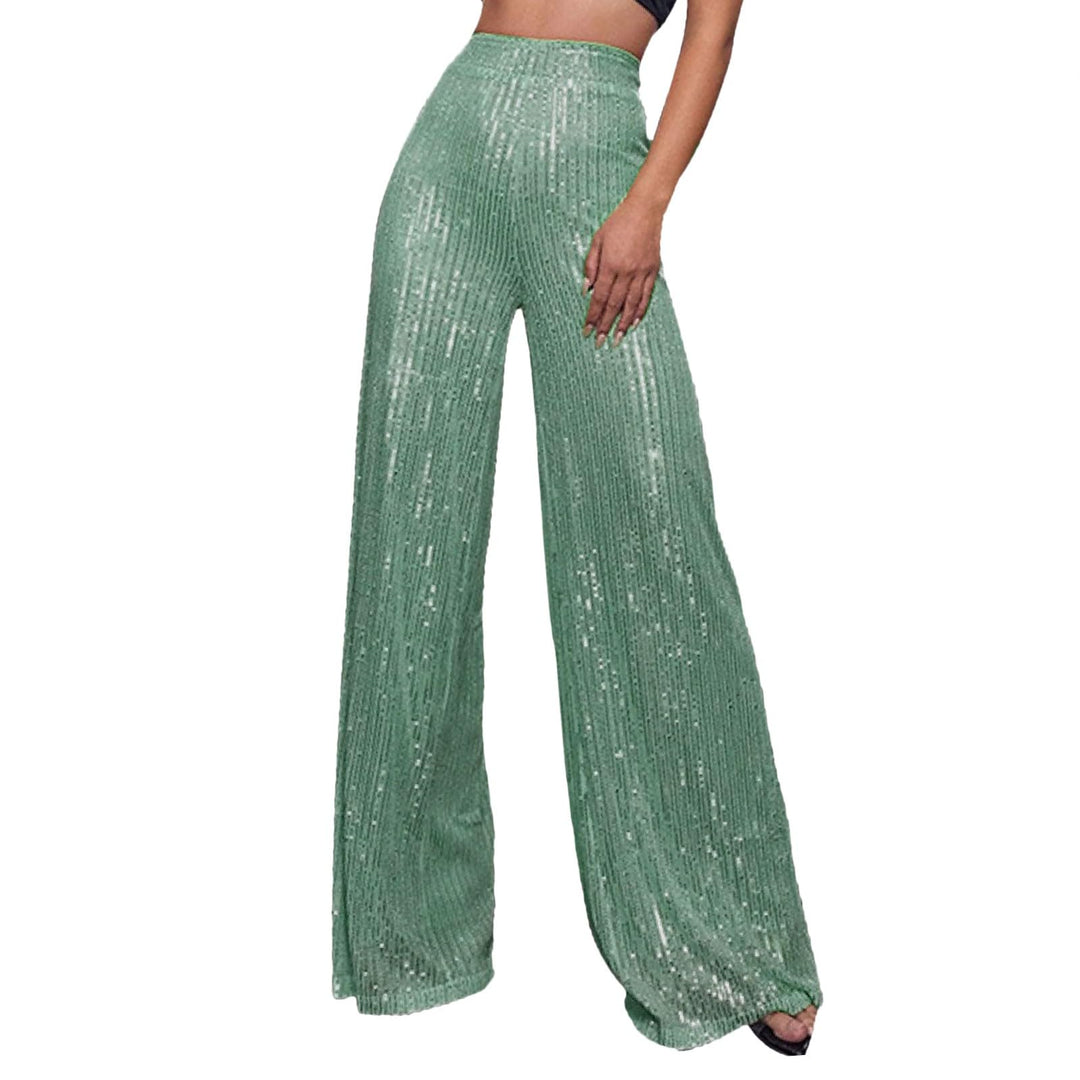 Generisch 2025, lässige Paillettenhose, glitzernde Pailletten, hohe Taille, weites Bein, Schlaghose,