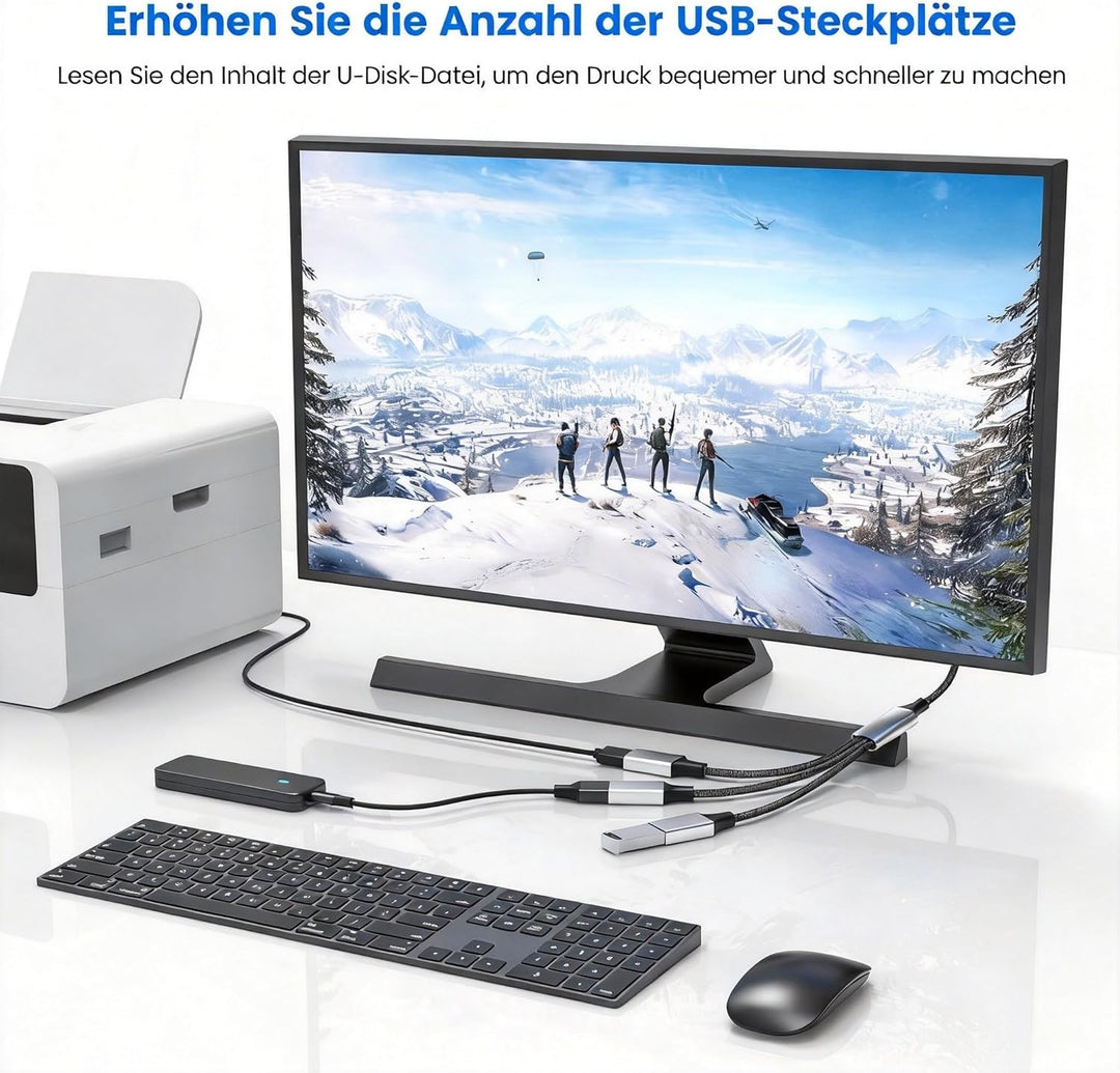 MOGOOD USB Splitter 1 zu 3, USB 2.0 Splitter Ladekabel Netzkabel Verl ngerung Hub Adapter für MacBoo