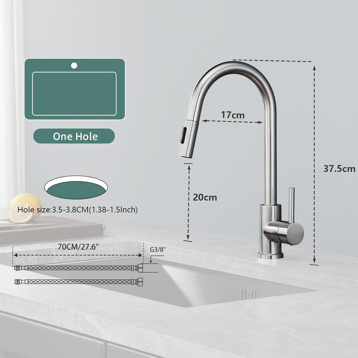 YardMonet Küchenarmaturen wasserhahn küche,ausziehbar 360° Drehbar 2 Sprühfunktionen, Edelstahl küch