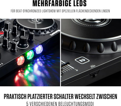 Numark Party Paket - Party Mix II DJ Controller Pult mit 2 Decks, eingebauten DJ-Lichtern & DJ-Mixer