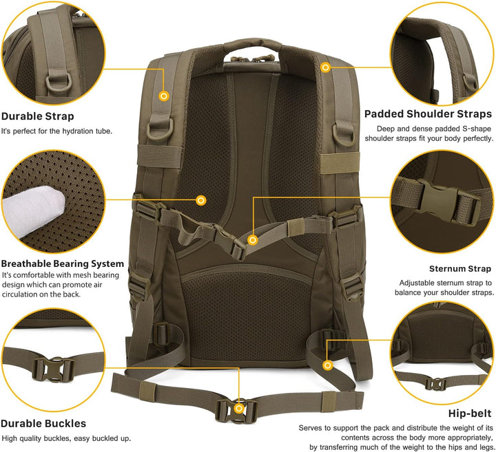 Mardingtop 25L/28L/40L Militär Rucksack Herren Arbeit für Taktischer Assault Wandern Reisen Outdoor