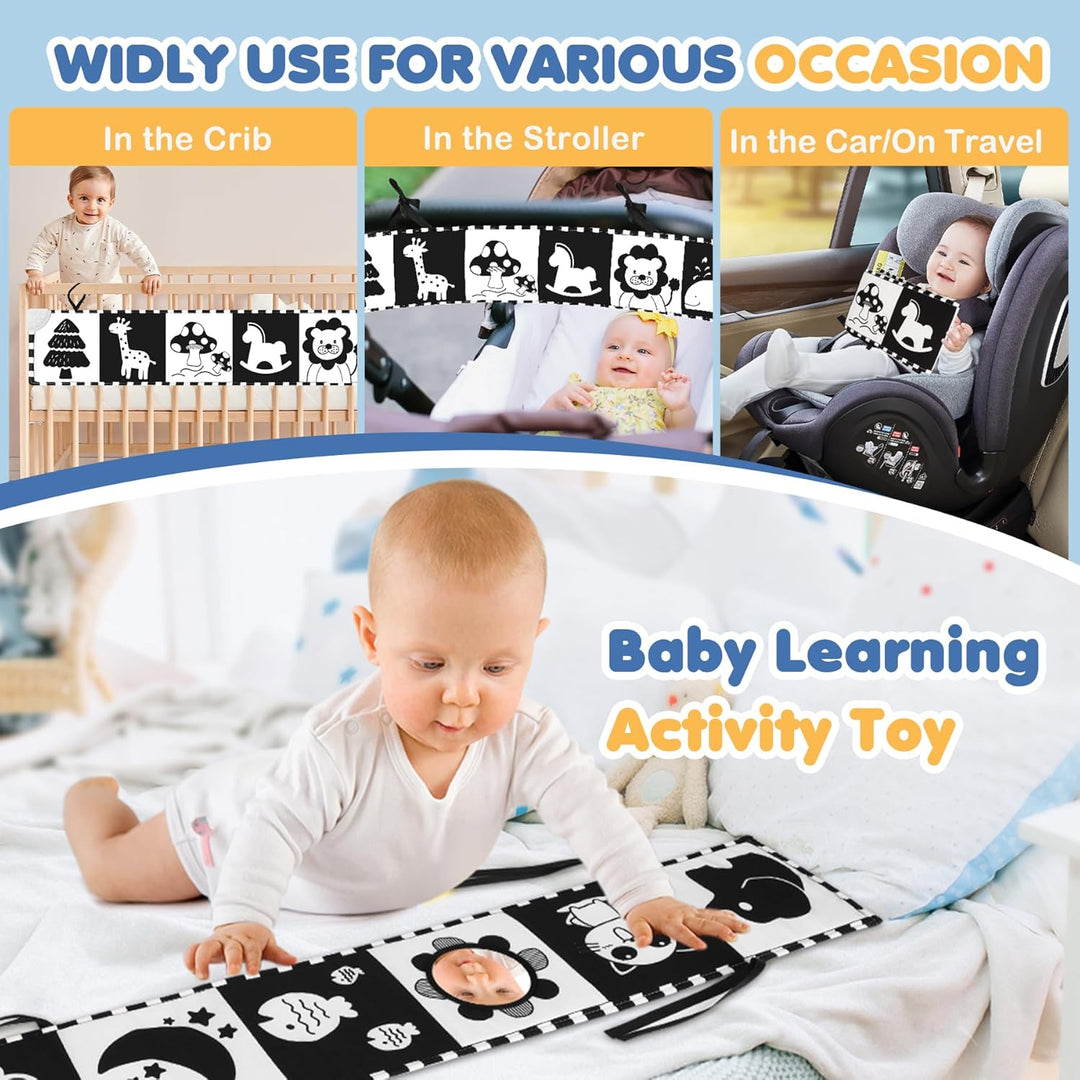 Black & White Babybuch Kontrastbuch Baby-Bilderbuch-Stoffbücher- Kontrast Baby Spielzeug 0 3 6 9 12