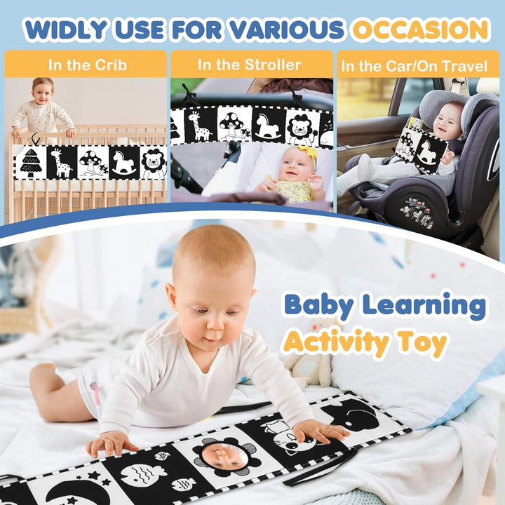Black & White Babybuch Kontrastbuch Baby-Bilderbuch-Stoffbücher- Kontrast Baby Spielzeug 0 3 6 9 12