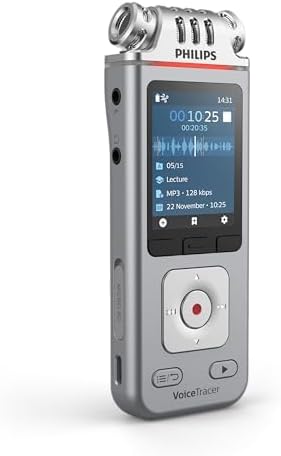 Philips DVT4115 VoiceTracer, Audio Recorder, MP3/PCM, 3 HiFi-Mikrofone, exzellente Fernaufnahme, Ink