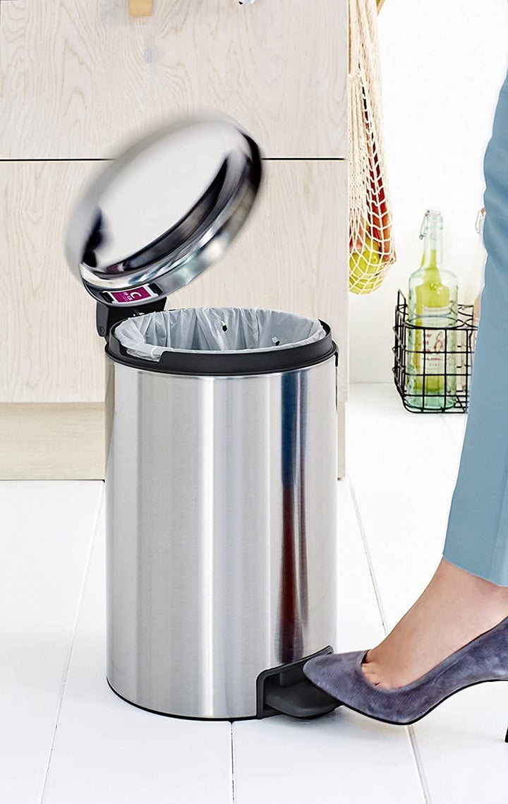Brabantia 113604 Treteimer mit Inneneimer aus Kunststoff, stahl, Matt Stahl, 12 Liter Matt Stahl 12