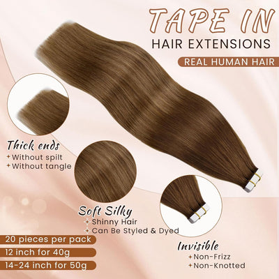 Hetto Extensions Echthaar Tape Braun Echthaar Tape in Extensions Remy Tape in Extensions Echthaar Om