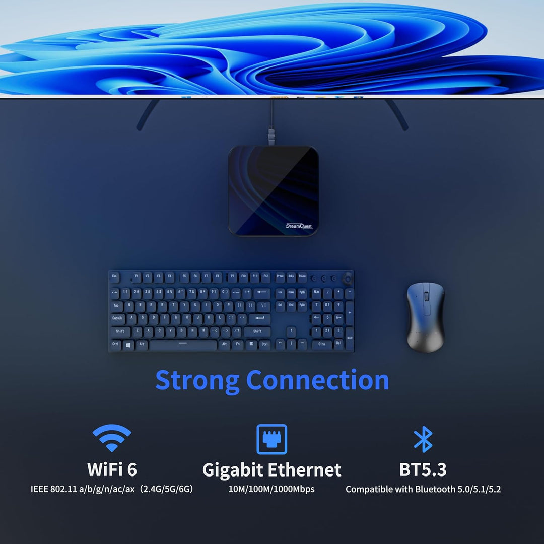 DreamQuest Mini PC Windows 11 Pro Intel N95 12GB LPDDR5 256GB M.2 SSD Micro Desktop Computer mit HDM