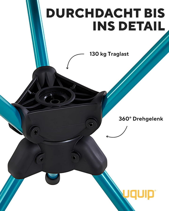 Uquip Three Sixty Leichtgewichts Dreibeinhocker mit innovativem 360° Drehgelenk, Grau, Grau
