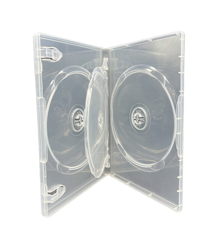 5 x 3 Disc CD DVD Blu Ray Disc Clear Cases for Holding 3 Discs 14mm Spine Cases With Outer Sleeve Fo