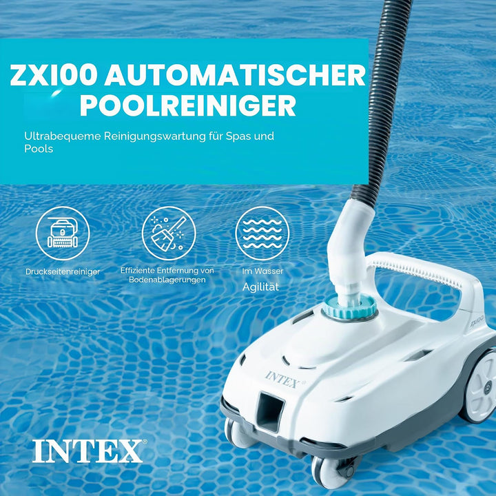 INTEX 28006E ZX100 Auto-Poolreiniger | inklusive 3,8 cm Konverter und 6,3 m verhedderungsfreier Schl