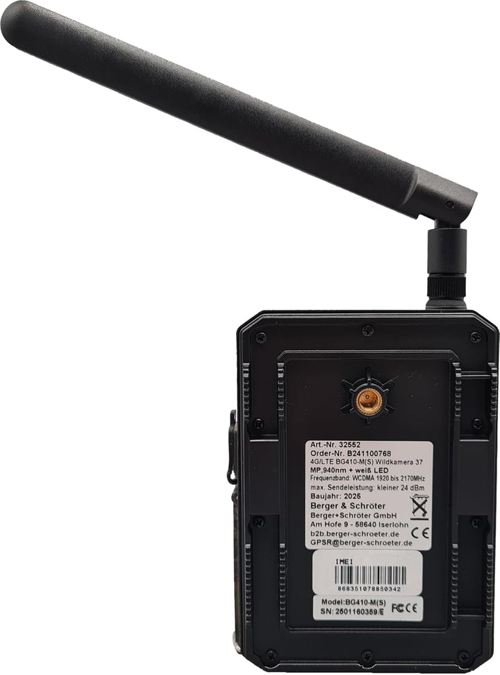 Berger + Schröter GmbH 4G/LTE Funk Wild-Kamera mit PIR Bewegungssensor, 2 Black LED's mit 940nm + we