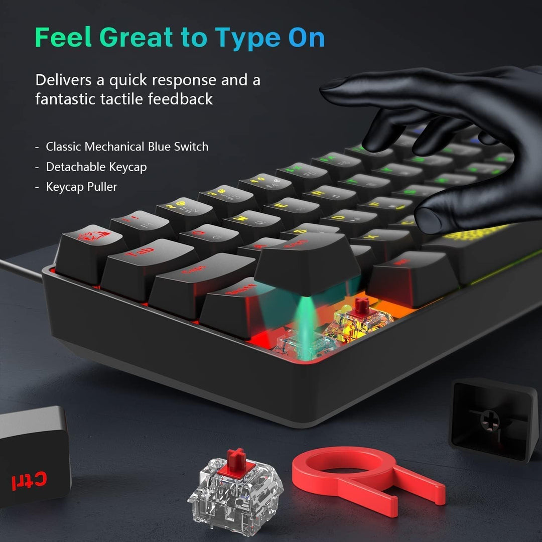 LEAVEN T60-60% Prozent Mechanische Gaming Tastatur, QWERTY Layout Kabelgebundene Tastatur mit Rot Sc