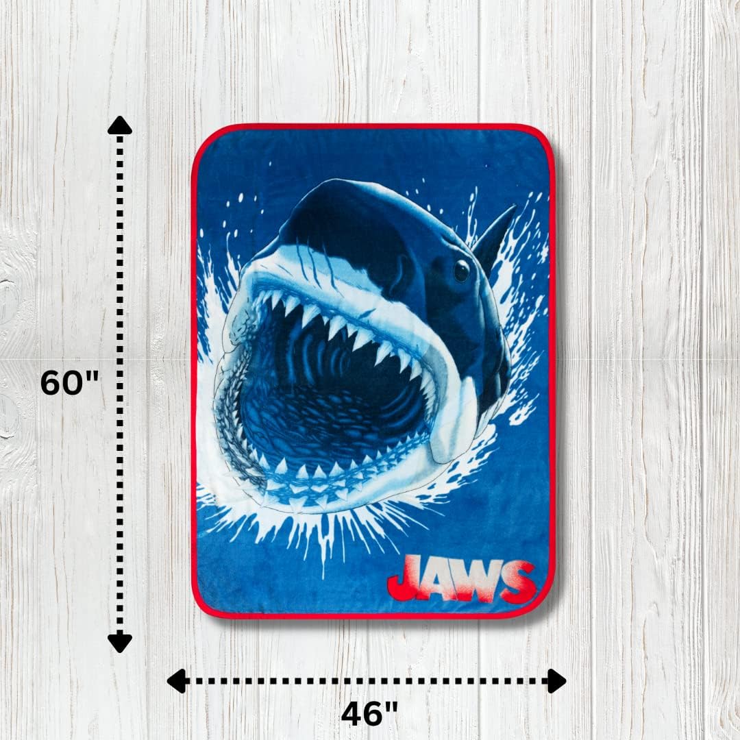 Franco Collectibles Jaws Bedding Überwurf, superweich, Mikro-Raschel, 116,8 x 152,4 cm, offizielles