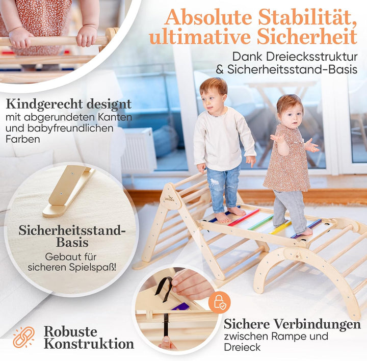 Lululearn® Kletterdreieck, Kletterbogen, Rampe & Rutsche [FALTBAR] – Ideal für Indoor & Outdoor | Sp