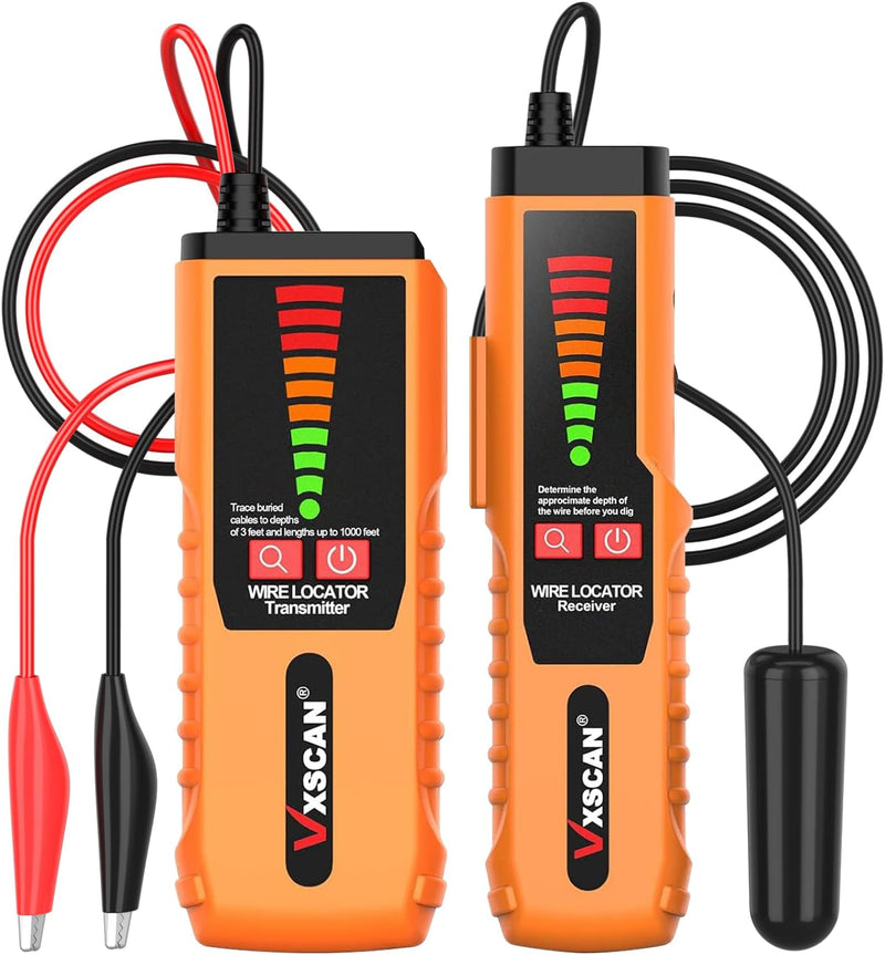 VXSCAN Erdkabel-zerstörungsfreier Ortungsgerät, Drahtsuchgerät Tracer F04 mit Kopfhörer zum Auffinde