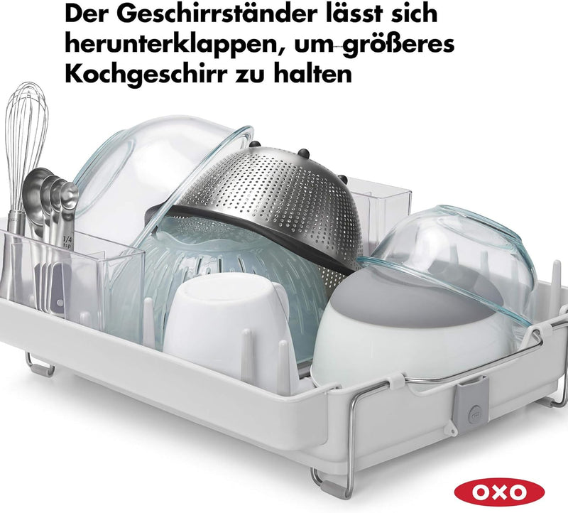 OXO Good Grips Klappbarer Abtropfständer Einklappbarer Geschirrständer, Einklappbarer Geschirrstände