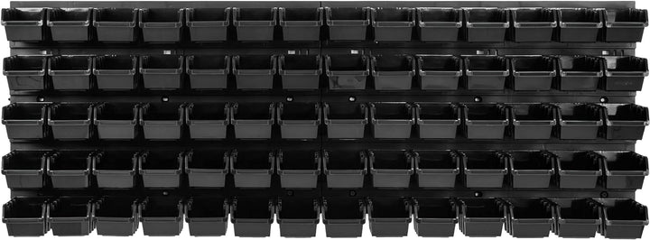 SimpleThing Lagersystem Werkstattregal | 115 x 39 cm | 70 stck. Box | Wandregal mit Stapelboxen - Wa