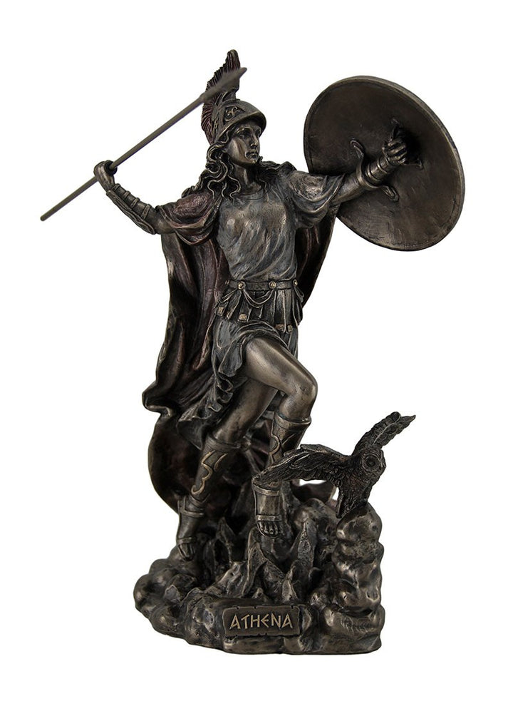 Athena Griechische Göttin der Weisheit & Krieg Werfen Javelin Bronze Finish Statue
