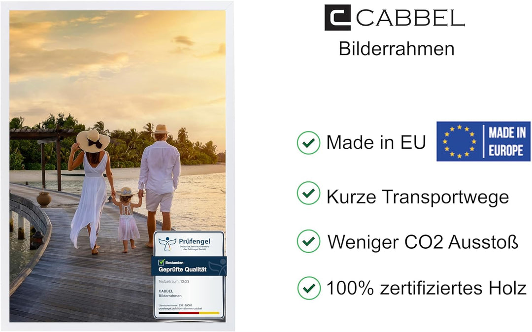 CABBEL 1er Set Bilderrahmen 50x70 MDF Holz-Rahmen mit bruchsicherem Acrylglas in Weiss 50x70 cm / 1x