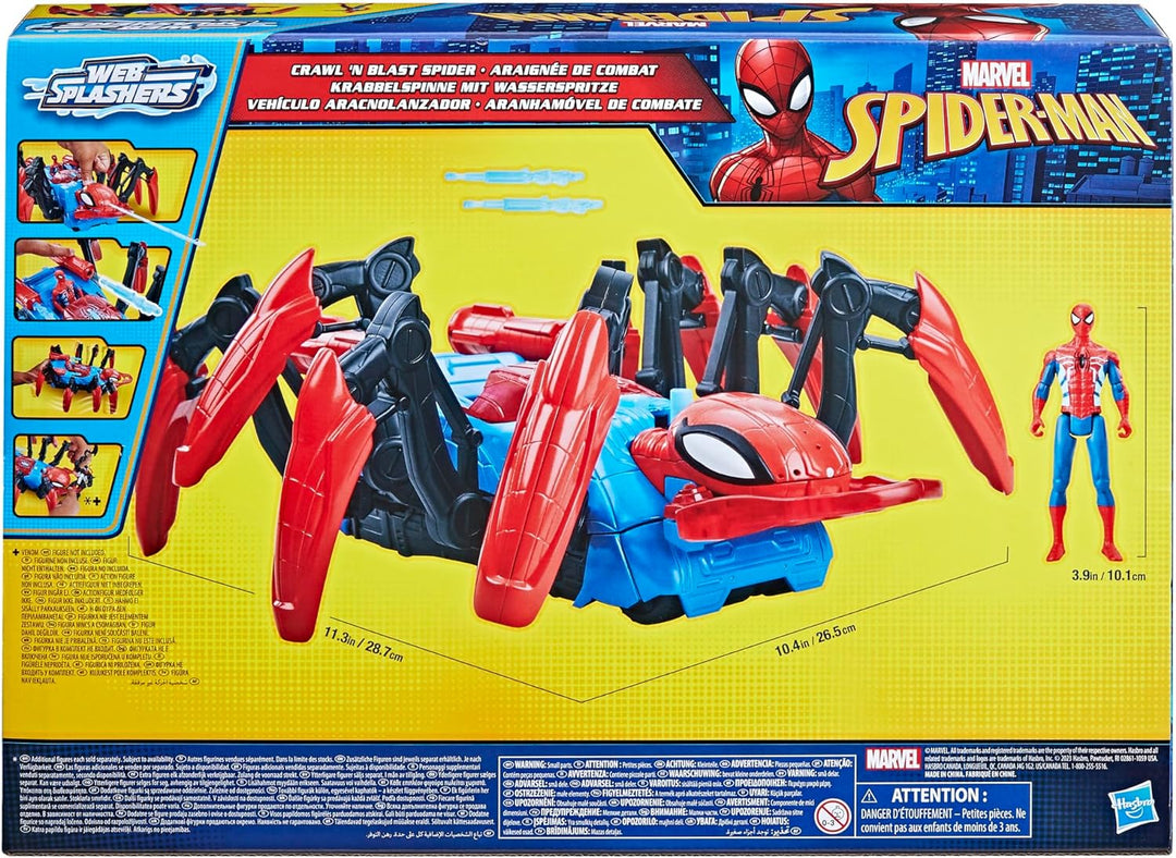 Marvel Spider-Man Krabbelspinne mit Wasserspritze, Superhelden-Spielzeug ab 4 Jahren, feuert Projekt