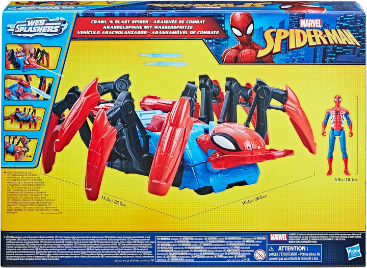 Marvel Spider-Man Krabbelspinne mit Wasserspritze, Superhelden-Spielzeug ab 4 Jahren, feuert Projekt