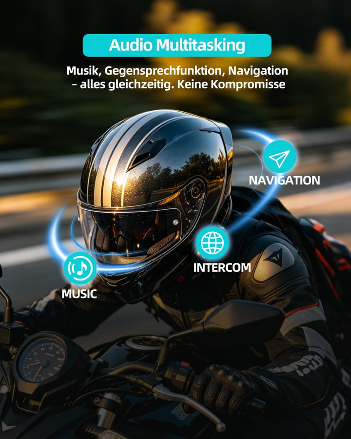 BLAISE V6 Plus Motorrad Bluetooth Headset, Helm Kommunikationssystem für 2 bis zu 6 Personen in Reic