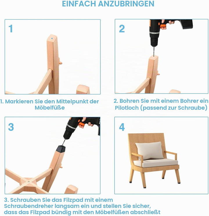 通用 möbelfüsse schwarz die Möbel perfekt vom Boden fernhalten Quadratisch Gummipuffer Elastikpuffer G