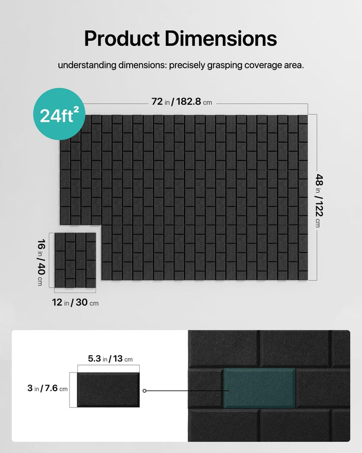 Soundsbay Akustikplatten selbstklebend 12 Stück, Schallschutz Wand Rechteckiger Ziegeltyp Schallschu