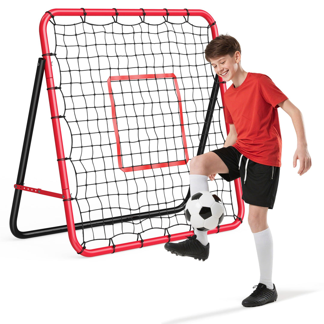 2-in-1 Fussballtor &amp; Rebounder Netz, Verstellbarer Fussball Rückprallnetz, Robuster Stahlrahmen, Tra