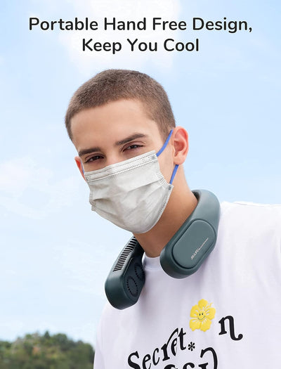 JISULIFE Vier Turbo Nacken Ventilator, Persönliche Klingenloser Wiederaufladbarer Ventilator, Tragba