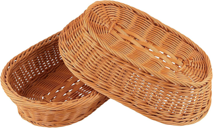 MUKSEUT 4 Stück Brotkorb Geflochten Oval, 30x20x7cm Brotkörbchen Ovaler Korb Geflochten Obstkorb, Ku