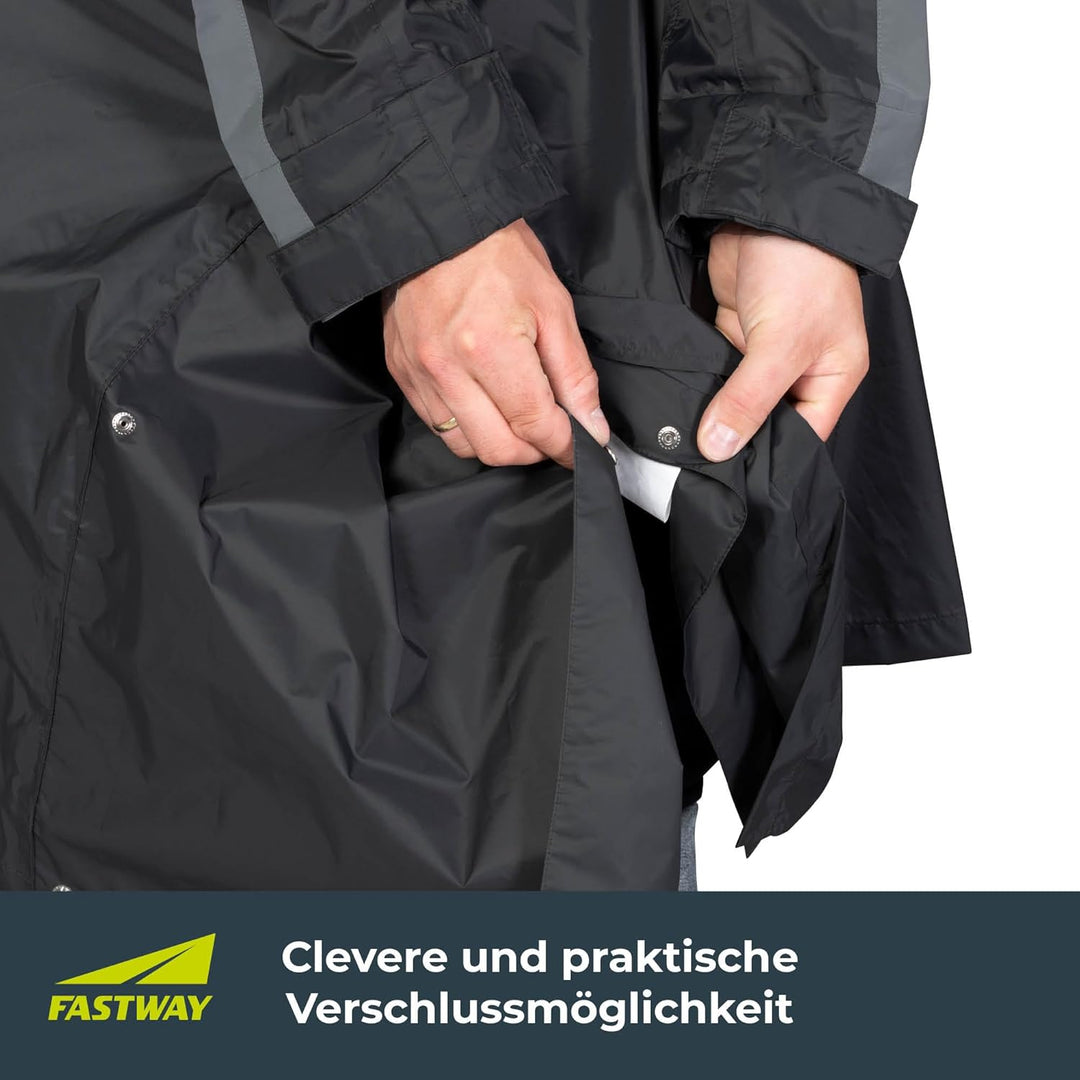 FAST WAY Regenmantel, Lange Regenjacke, Wasserdichter & Winddichter Regenponcho, Ideal für Rollerfah