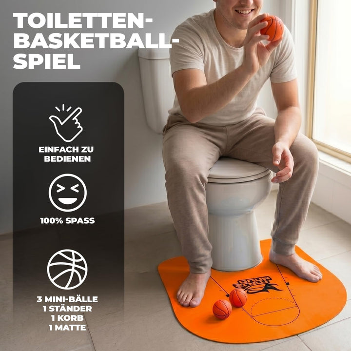 WC-Basketball-Set | Komplettset | Toiletten-/WC-Set | Premium-Qualität | 1 Teppich | 1 Korb mit Saug