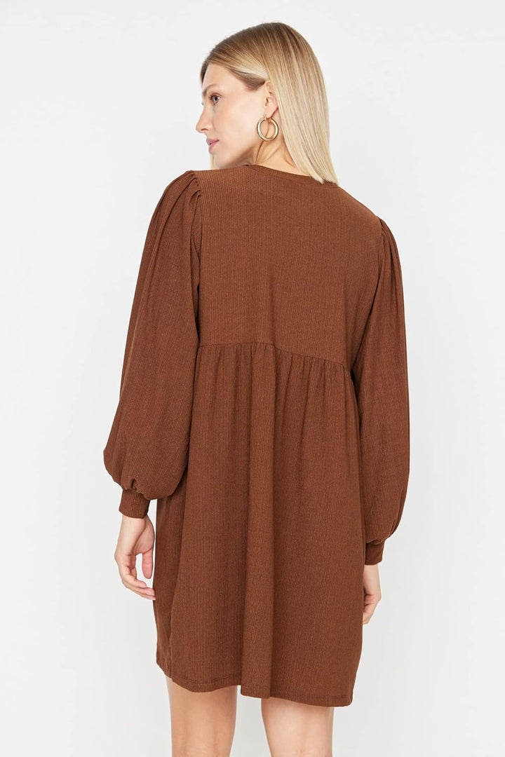 TRENDYOL Damen Mini Shift Relaxed Dress Kleid XL Braun, XL Braun